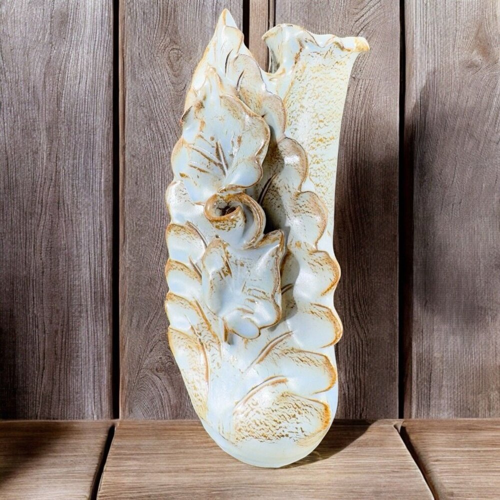 Hand Made Studio Art Pottery Vase Flower Shape Made In‎ Greece Vintage Pottery